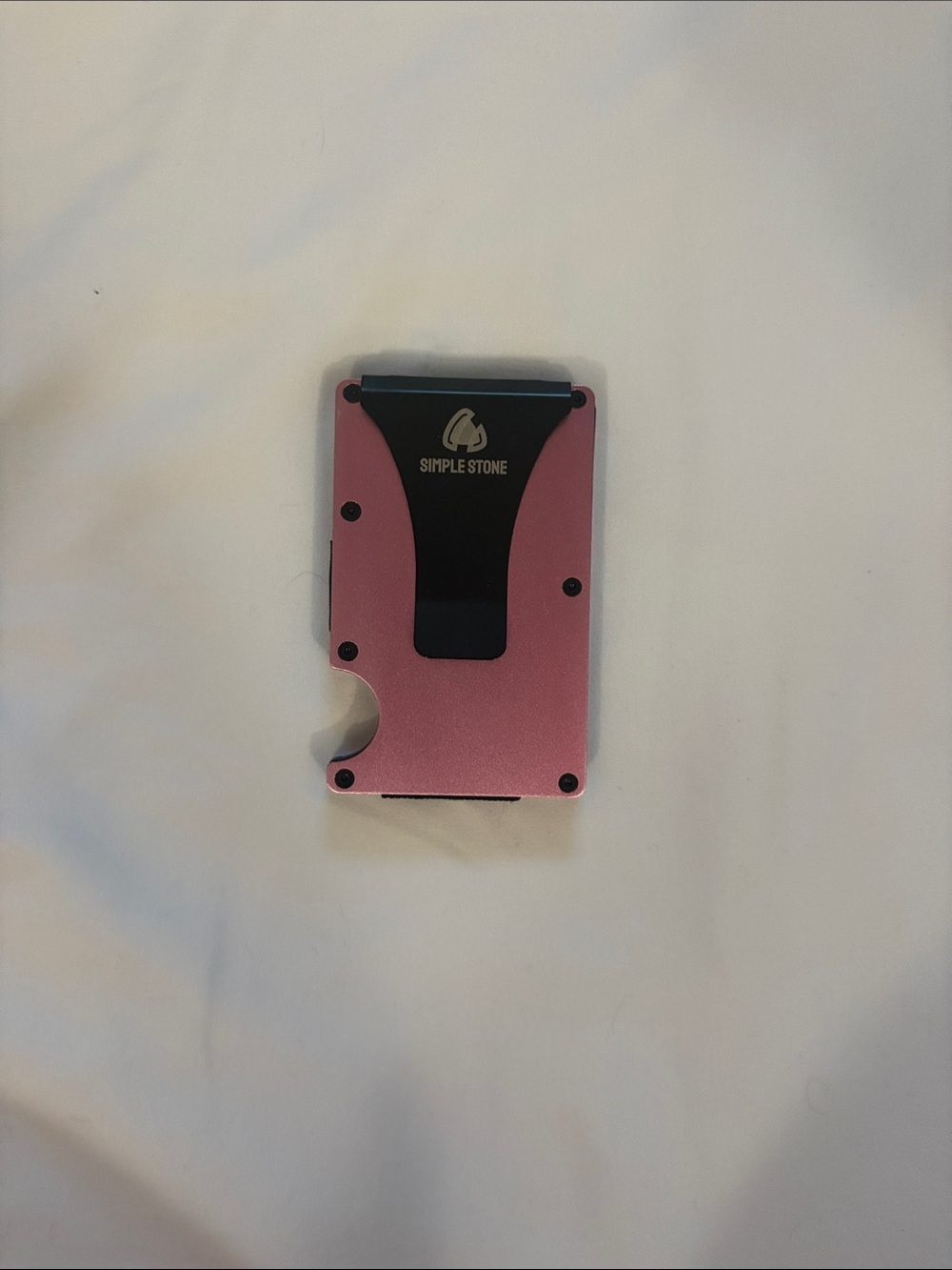 Simple Stone Slim Metal Card Wallet - Pink